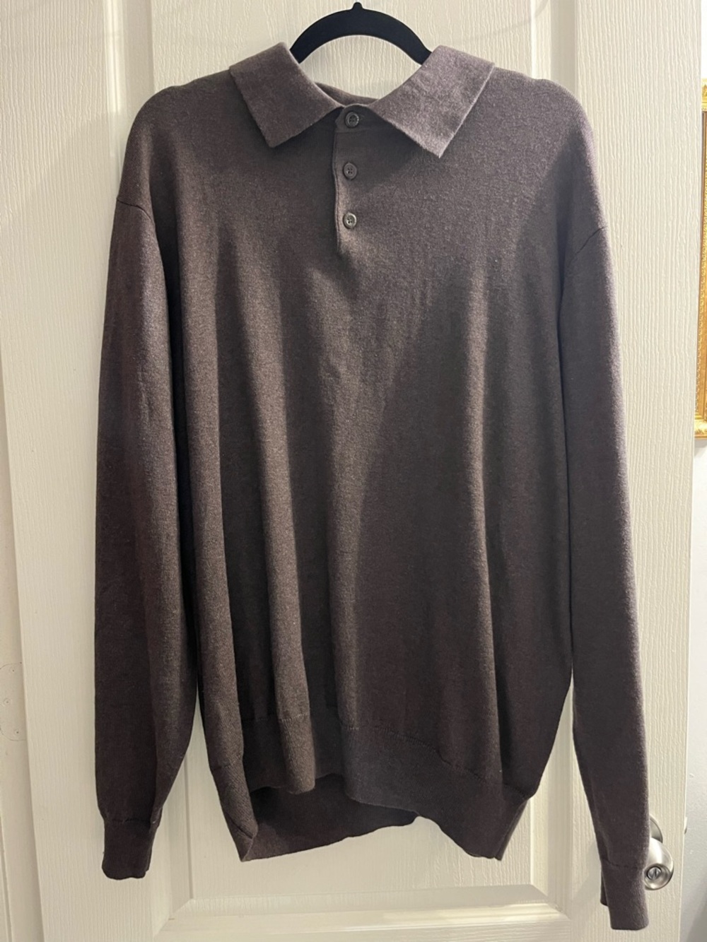 Orvis Brown Crewneck Polo Sweater Size XL Cashmere Blend